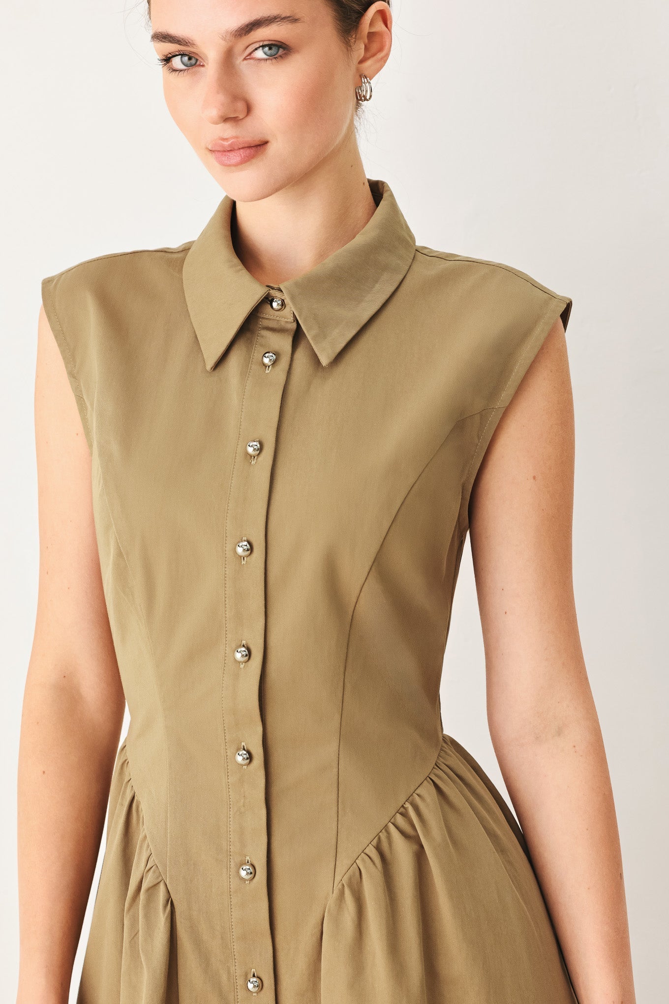 Flying Tomato | Women's Mocha Cotton Midi Dress