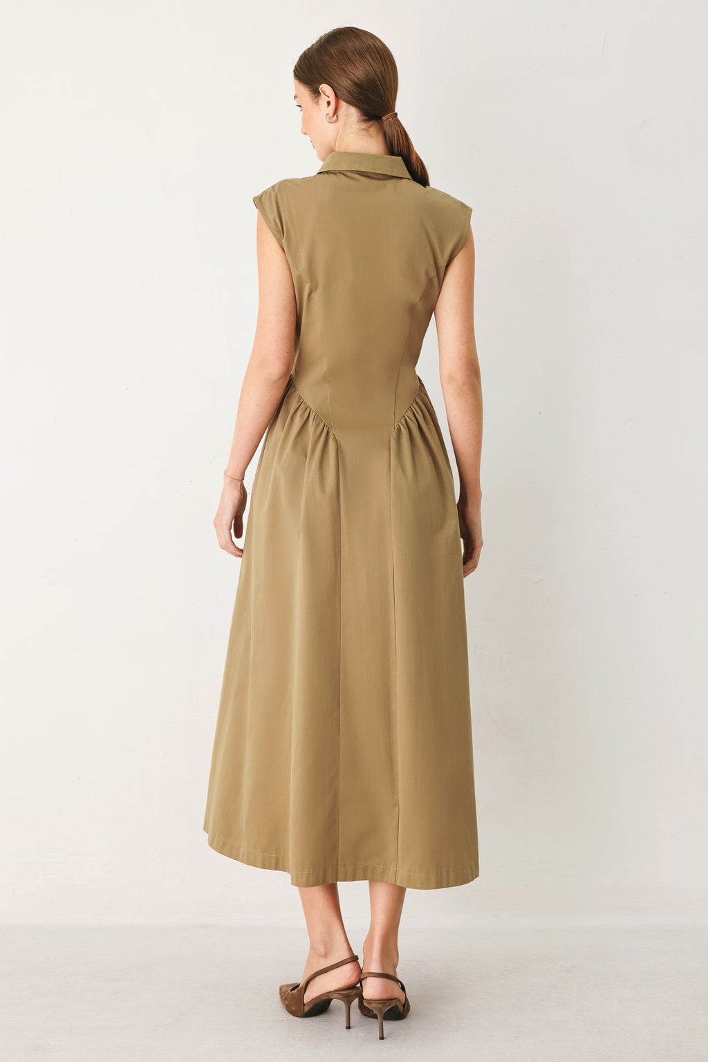 Flying Tomato | Women's Mocha Cotton Midi Dress