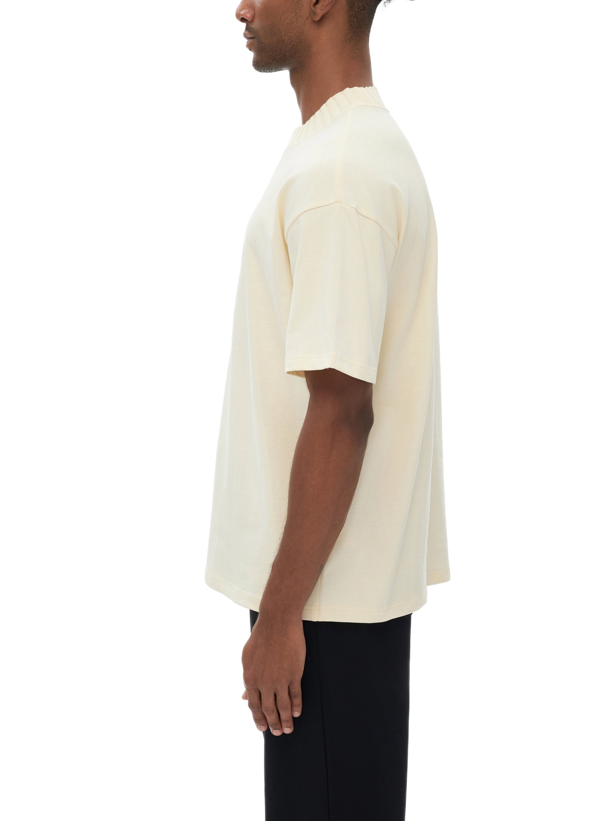 Knitted Cotton T-shirt | Cream Roo