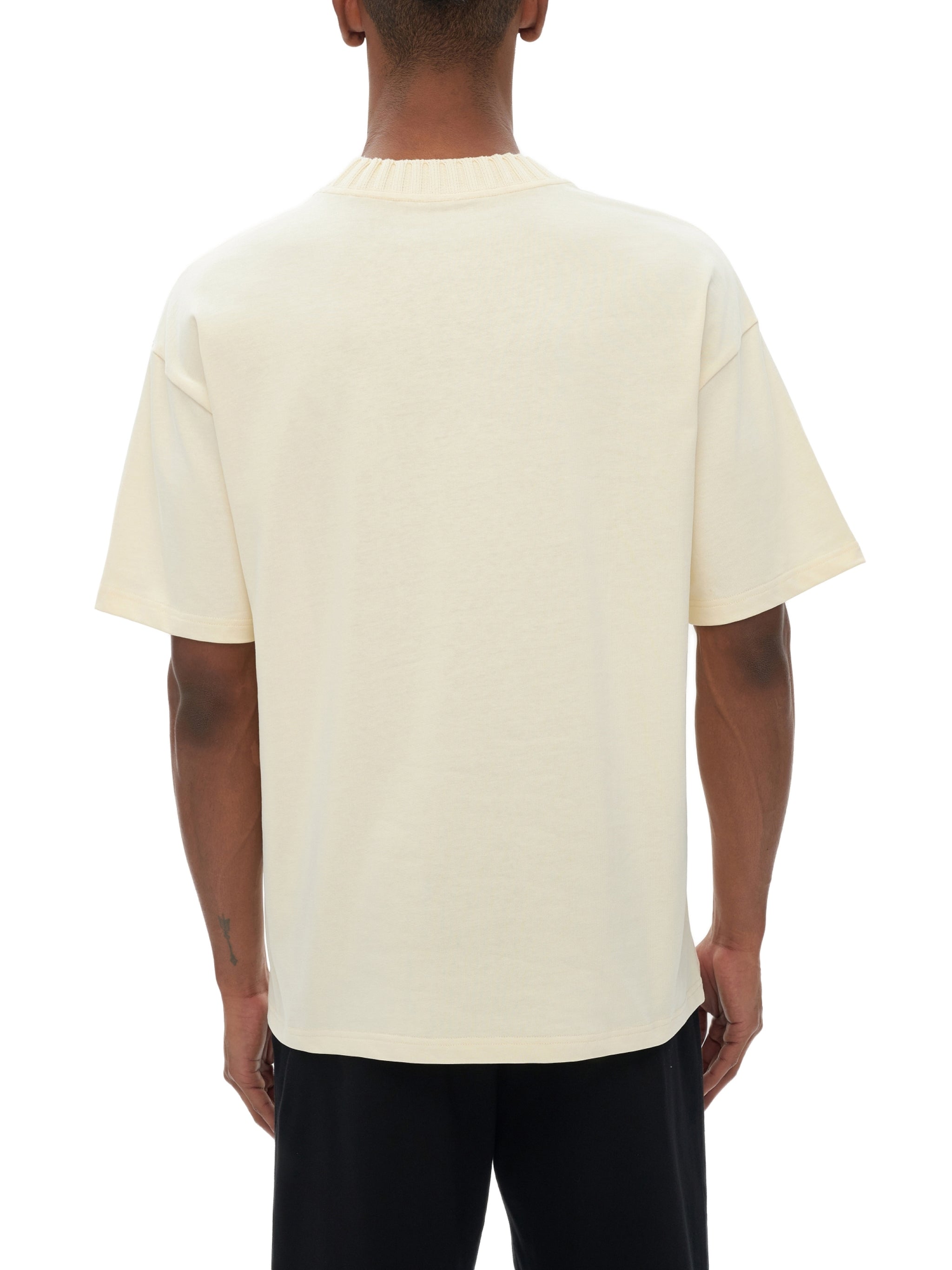 Knitted Cotton T-shirt | Cream Roo