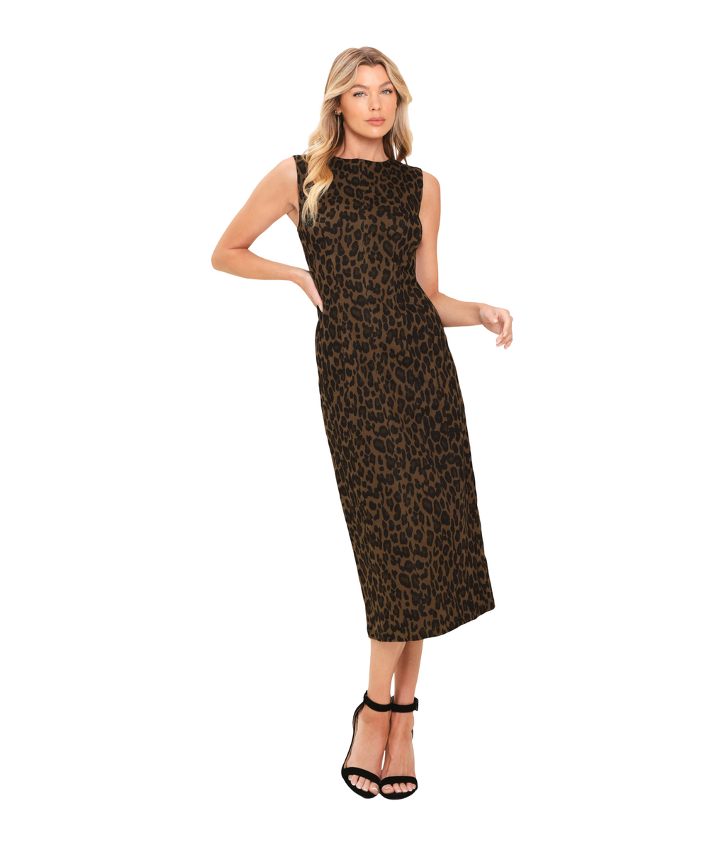 Flying Tomato | Women's Leopard Twill Midi Dress