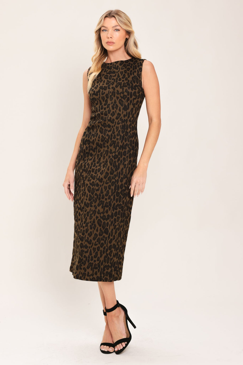 Flying Tomato | Women's Leopard Twill Midi Dress