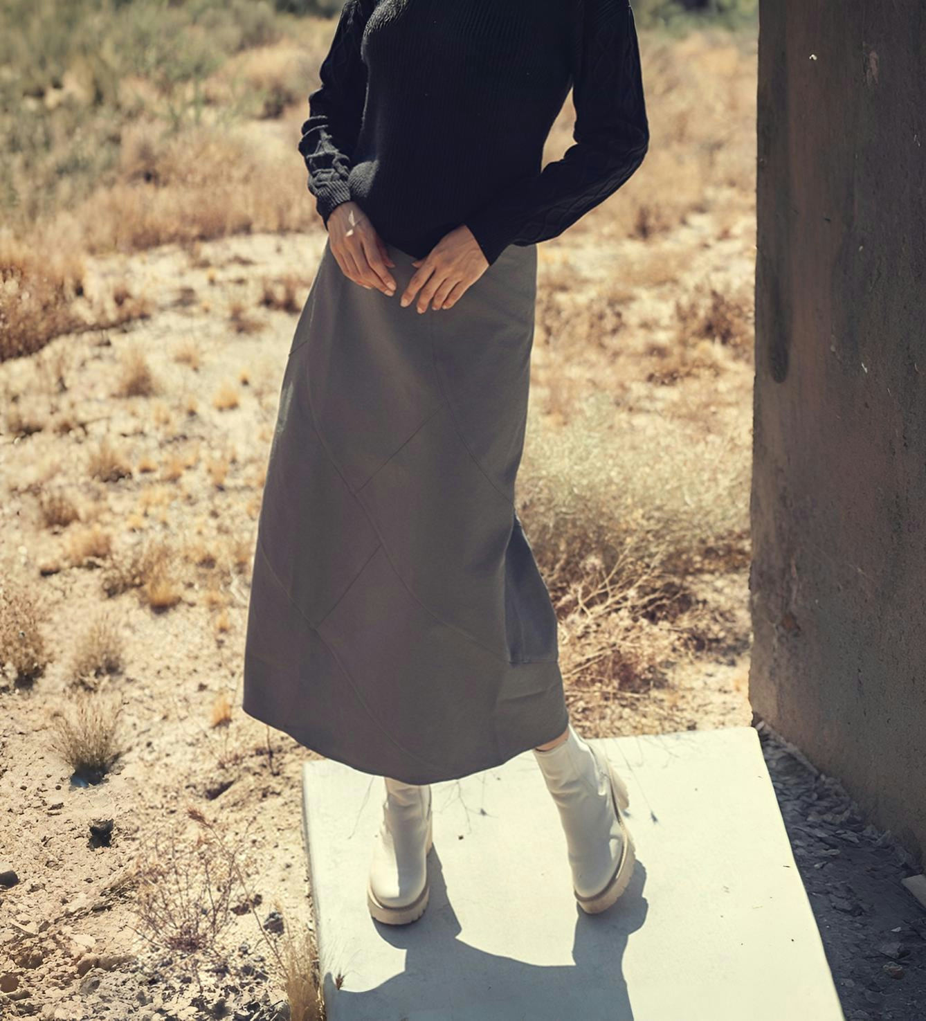 Profile NYC | Women's Wool Seamed Skirt