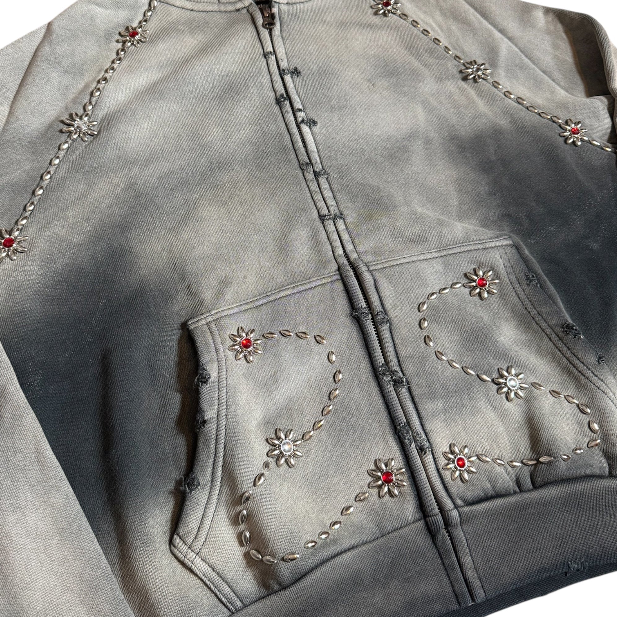 BRAINWASHED | Grey Sunflower Zip Up Hoodie