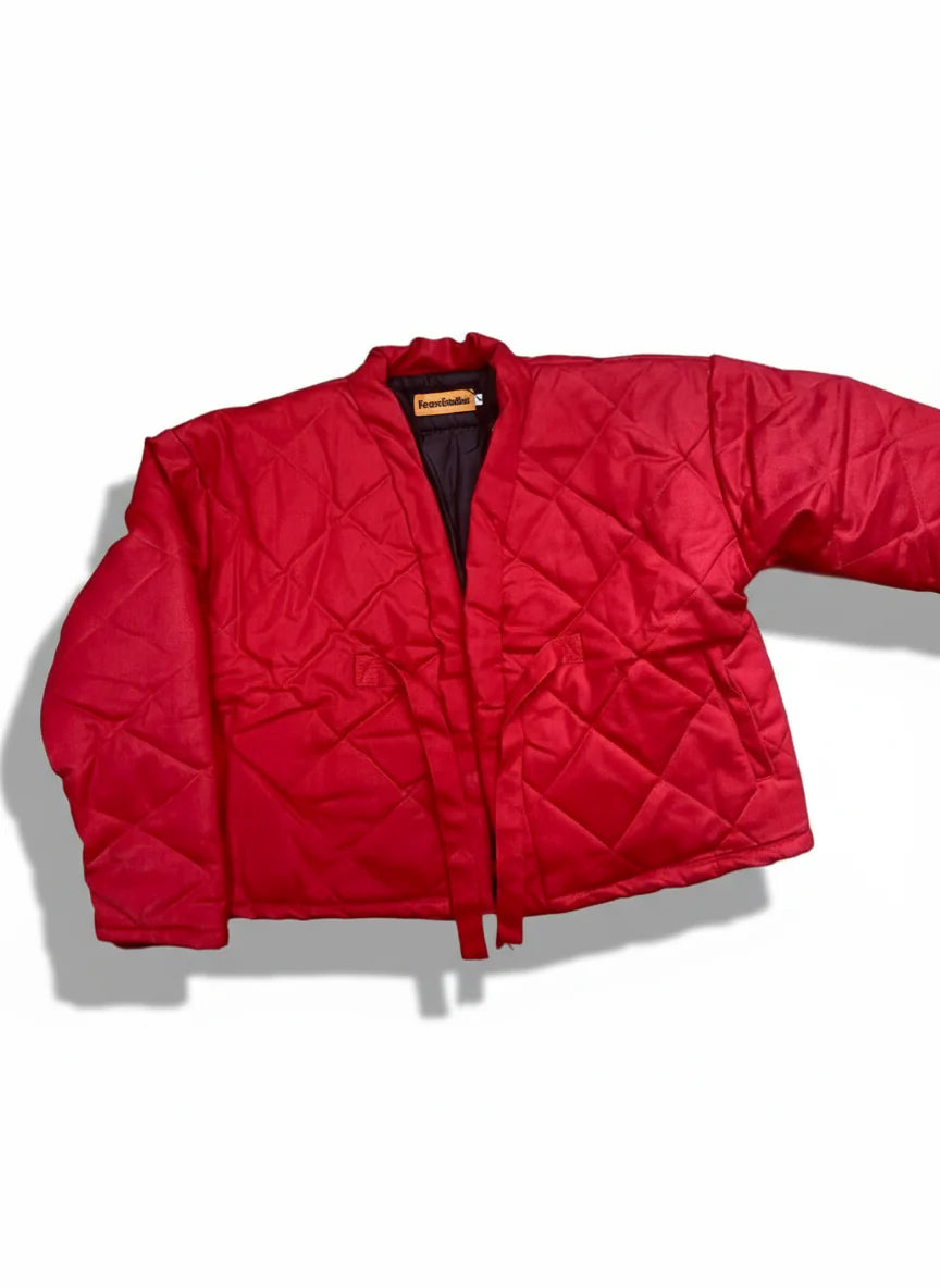 KEEM STUDIOS | Red Wax Denim Kimono Puffer Jacket