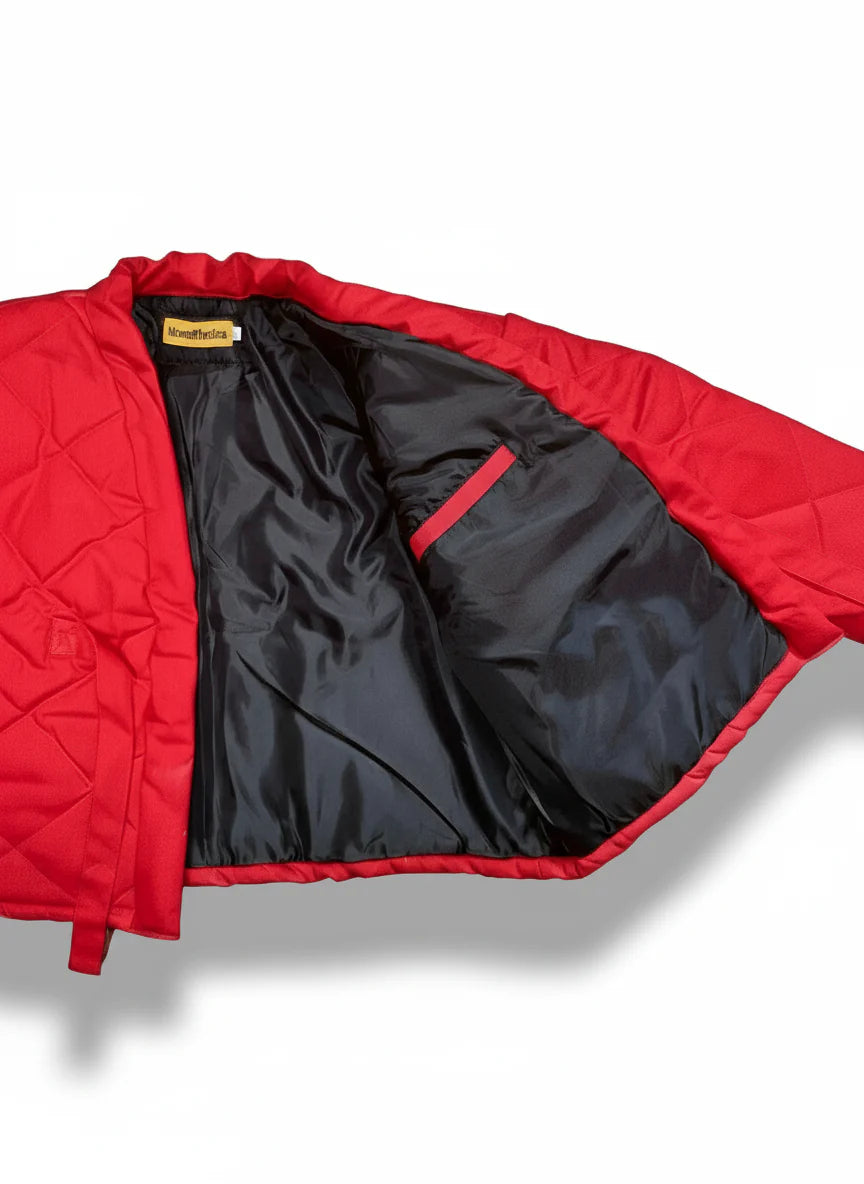 KEEM STUDIOS | Red Wax Denim Kimono Puffer Jacket