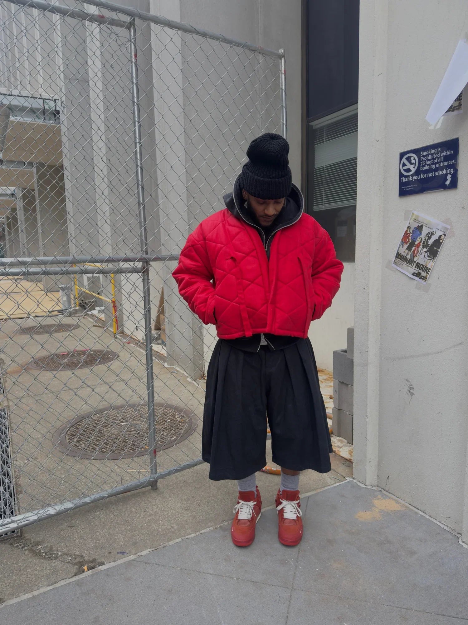 KEEM STUDIOS | Red Wax Denim Kimono Puffer Jacket