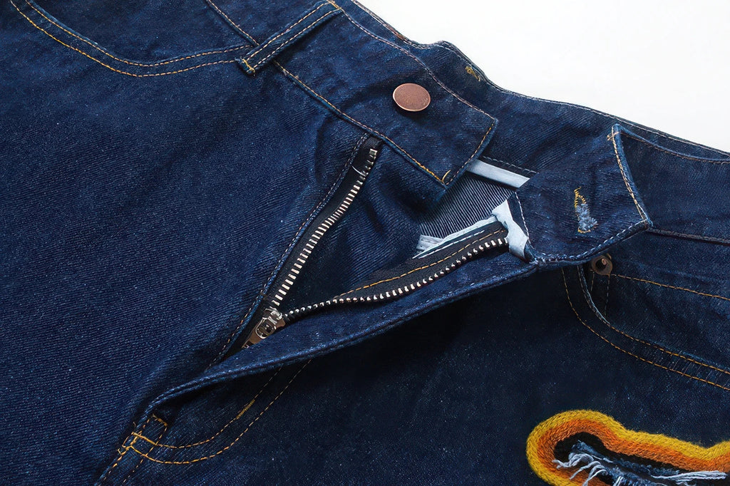 4inme | Flame Burnout Distressed Denim Shorts