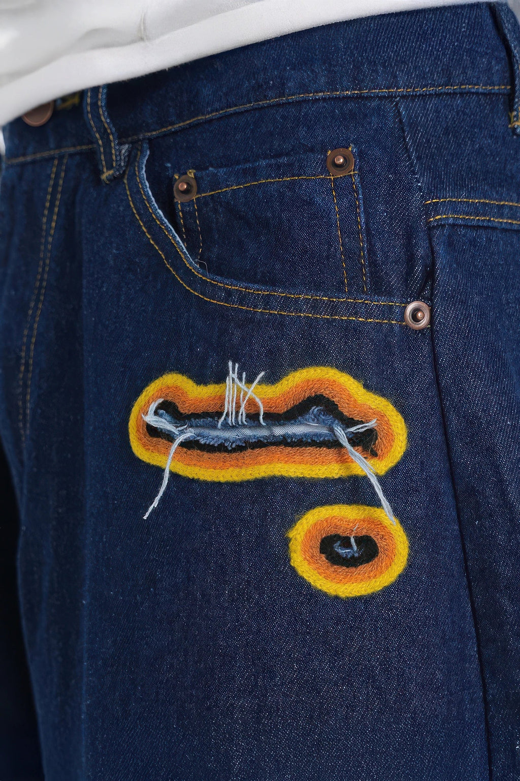 4inme | Flame Burnout Distressed Denim Shorts