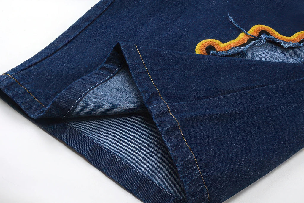 4inme | Flame Burnout Distressed Denim Shorts