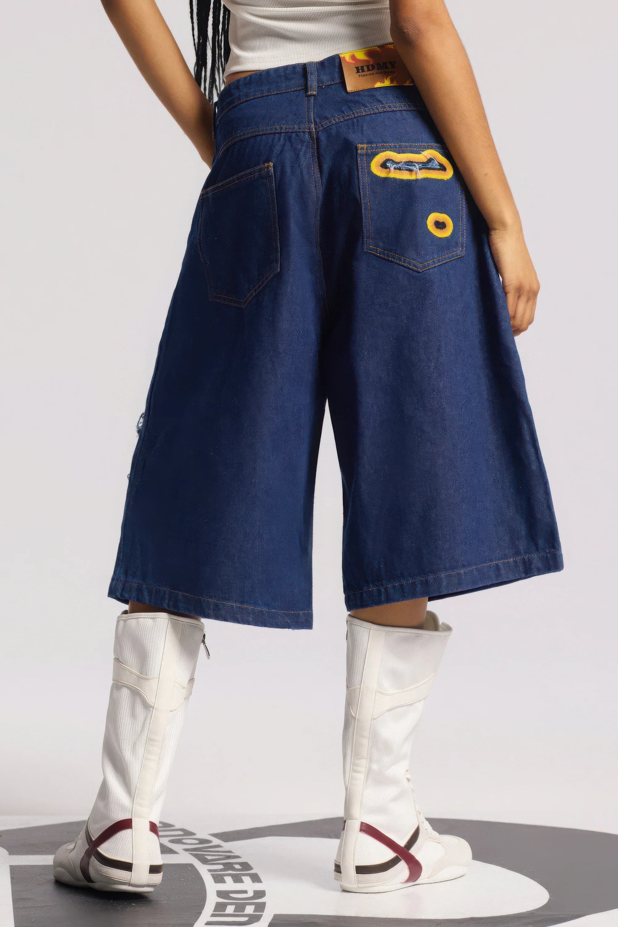 4inme | Flame Burnout Distressed Denim Shorts