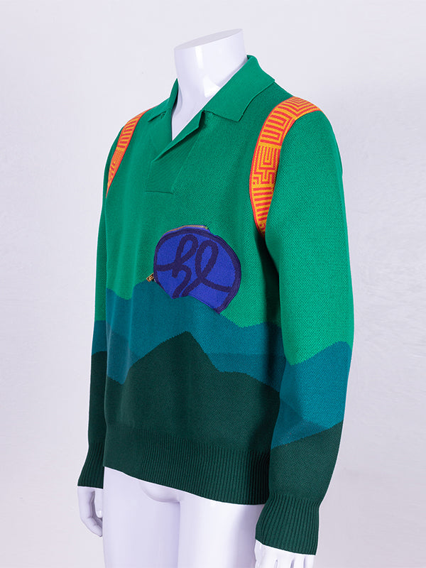 The Djites | Men's Mountain View Knit Cotton Polo Sweater