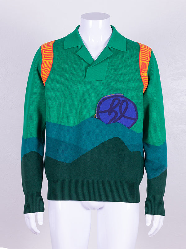 The Djites | Men's Mountain View Knit Cotton Polo Sweater