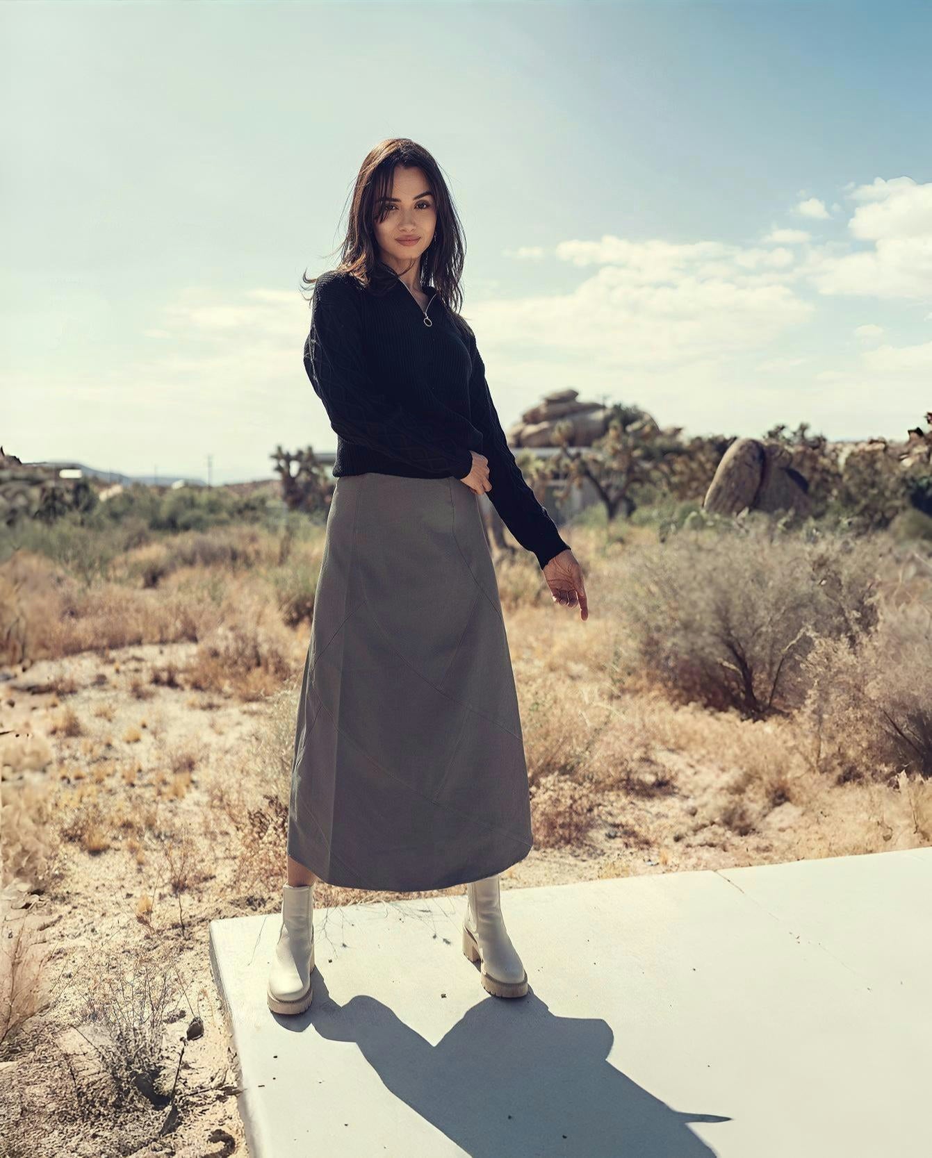 Profile NYC | Women's Wool Seamed Skirt