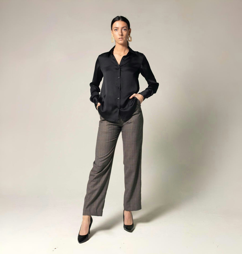 Le Réussi® | Women's Silk Black Shirt