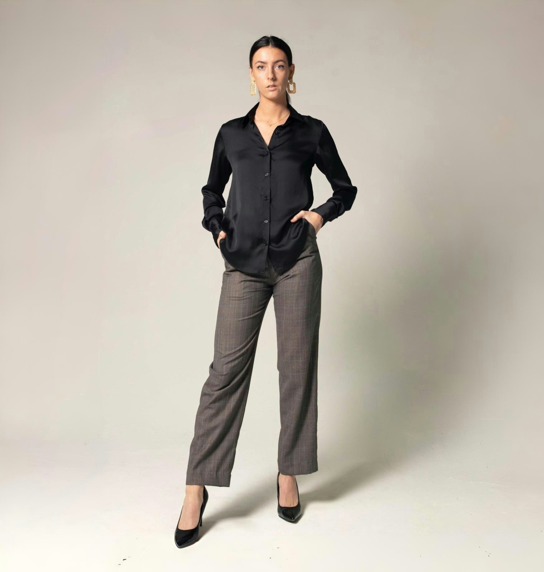 Le Réussi® | Women's Silk Black Shirt