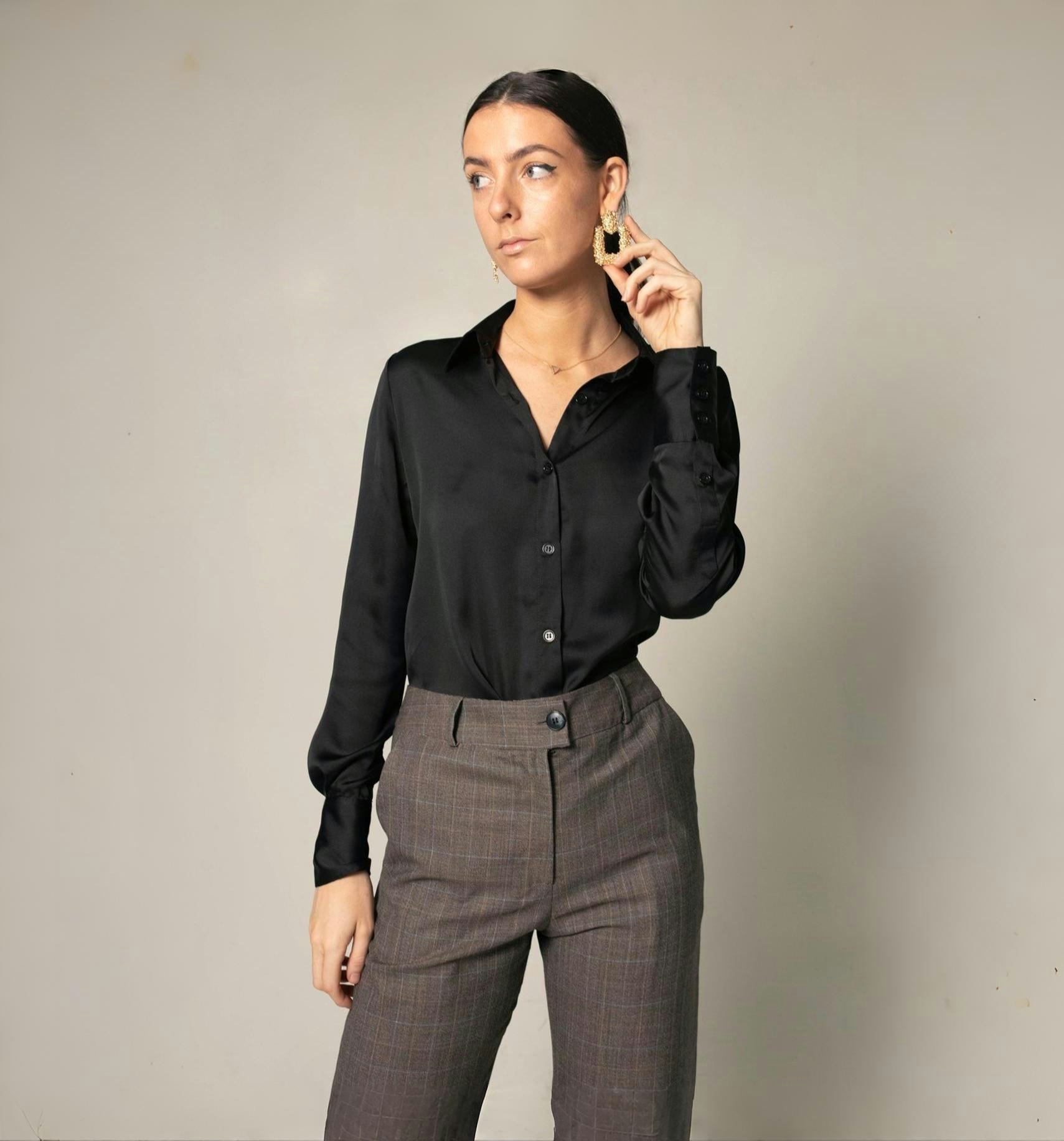 Le Réussi® | Women's Silk Black Shirt