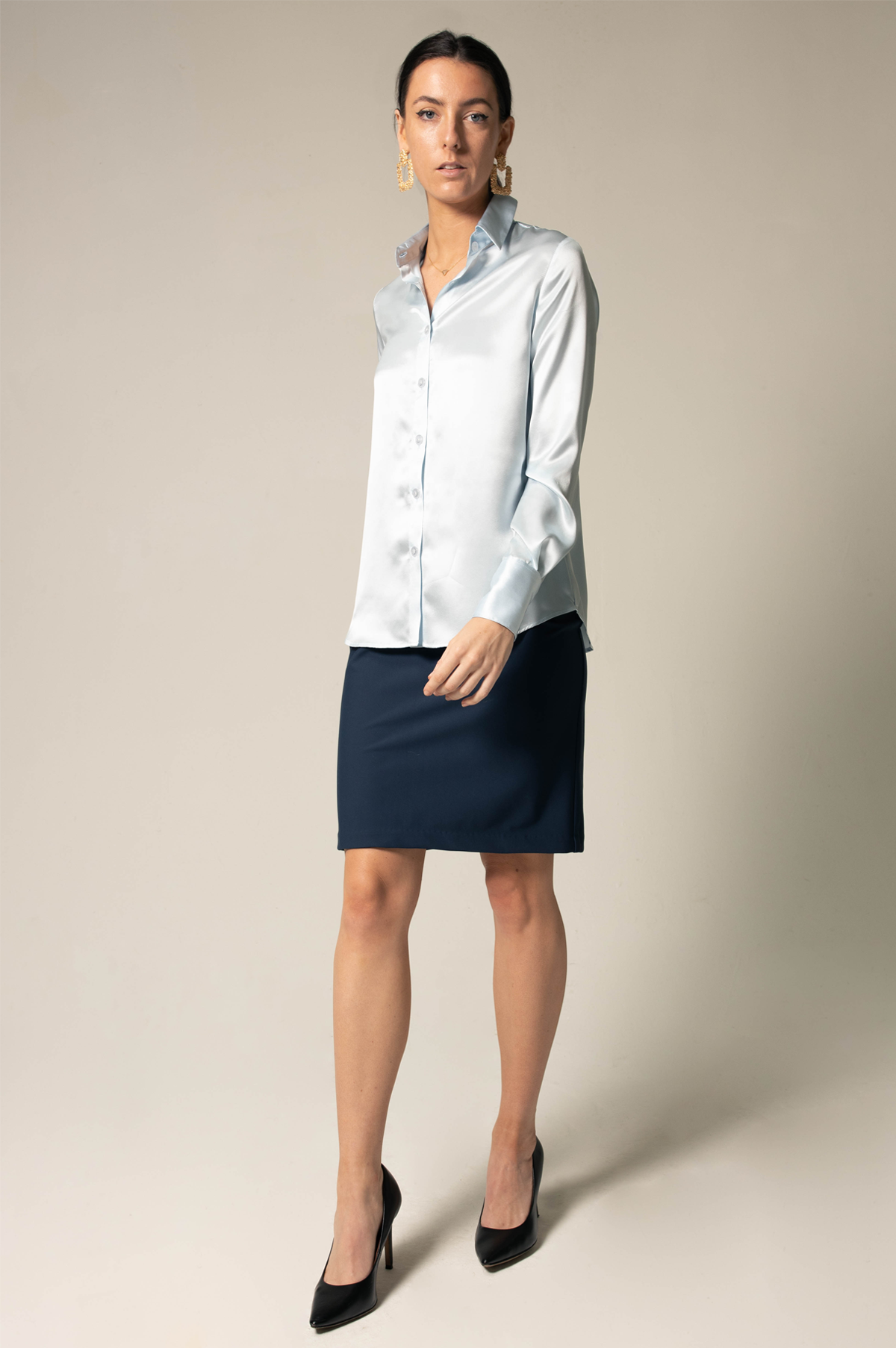 Le Réussi® | Women's Classy Silk Blue Blouse