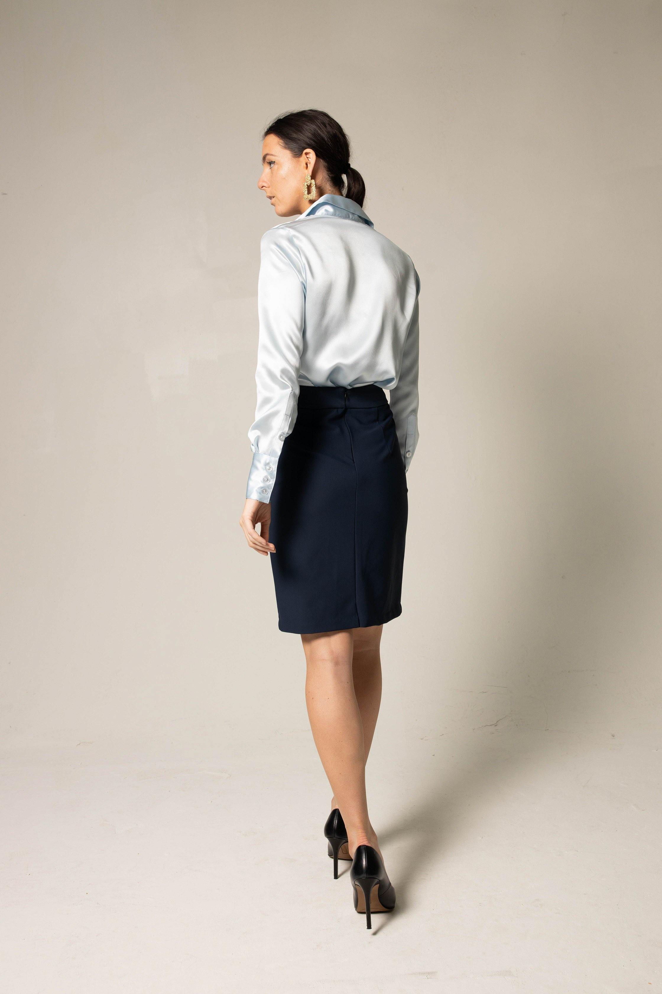 Le Réussi® | Women's Classy Silk Blue Blouse