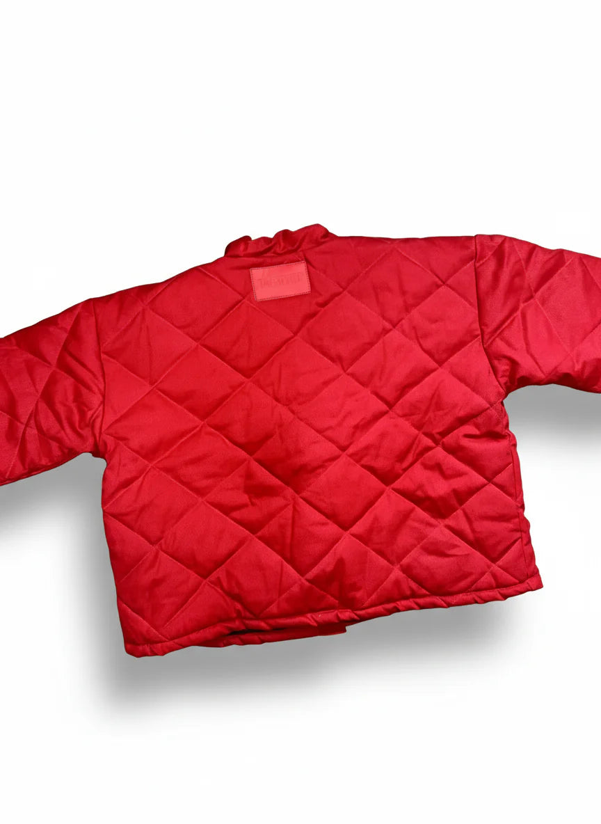 KEEM STUDIOS | Red Wax Denim Kimono Puffer Jacket