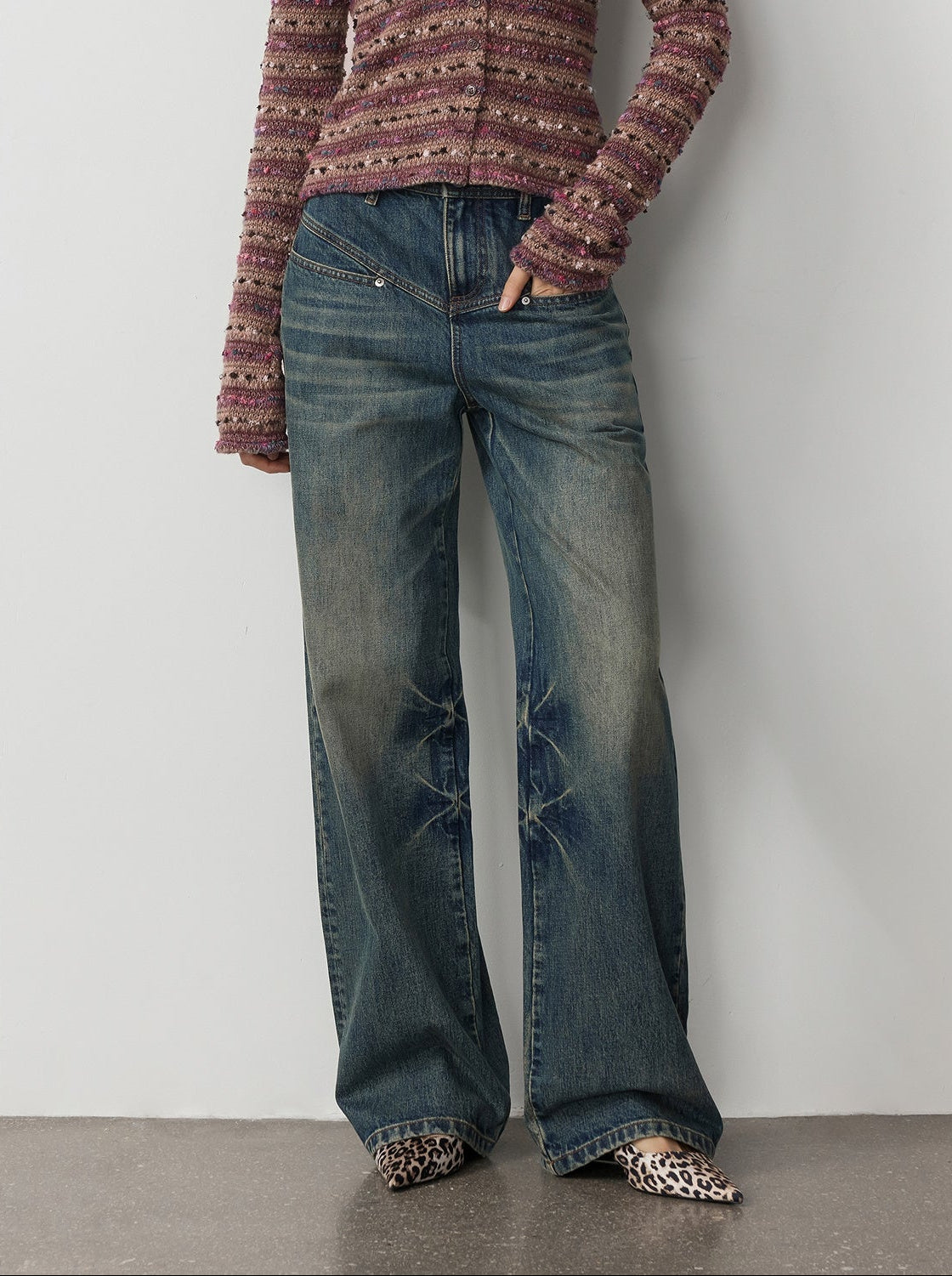 FIRELADY FUR | Women's Vintage Heavy Wash Marble Dye Straight-Leg Jeans