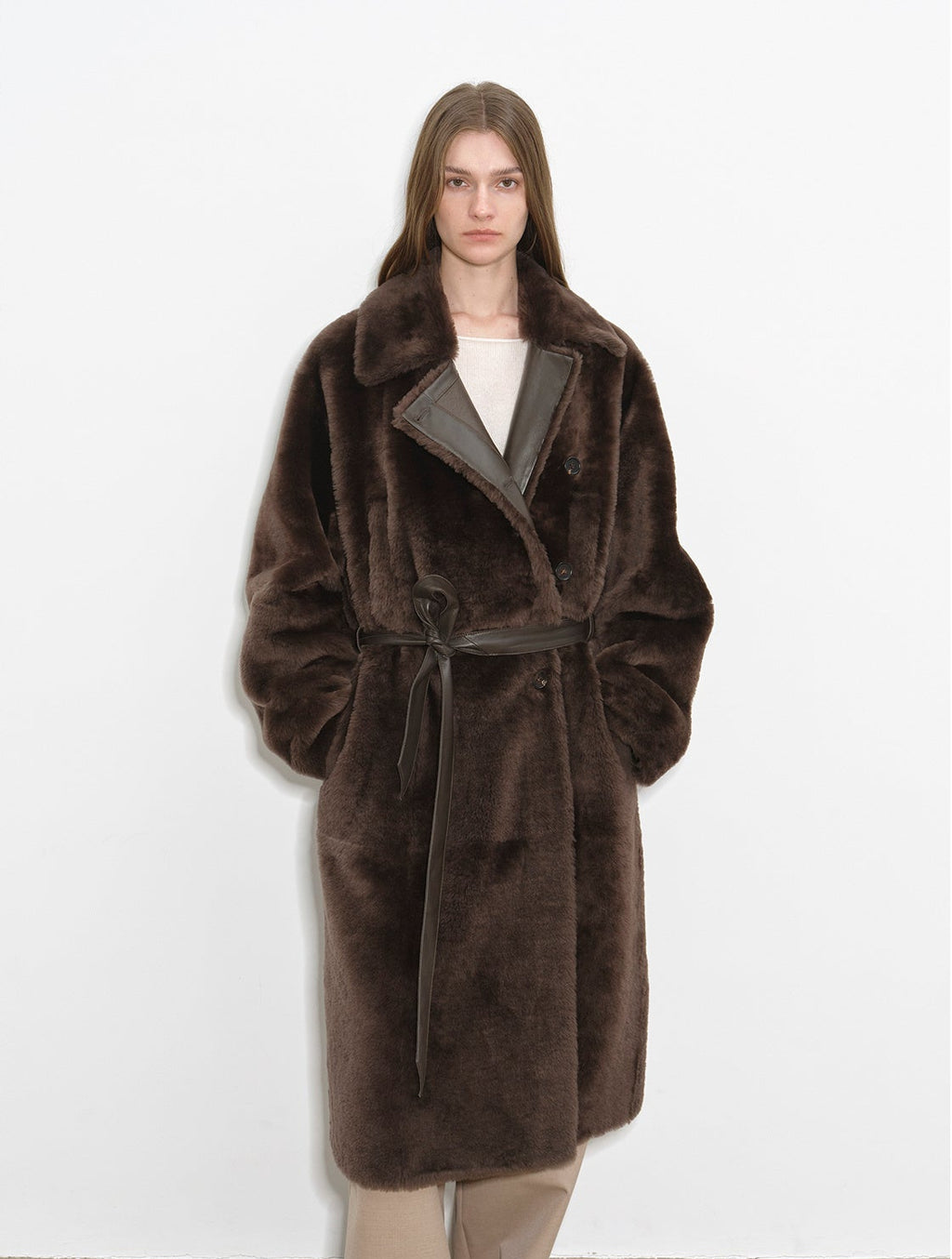 FIRELADY FUR | Women's Merino Wool Asymmetric Placket Sheepskin Coat