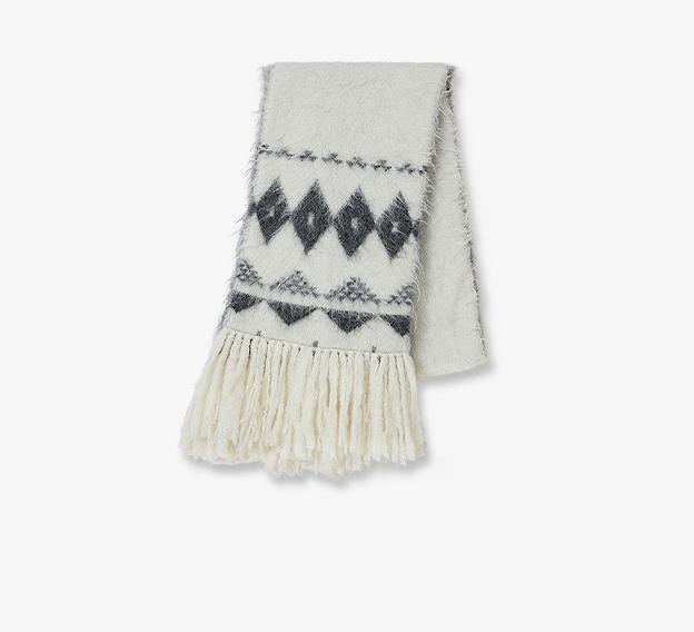 FIRELADY FUR | Women's Wool Blend Jacquard Tassel Scarf