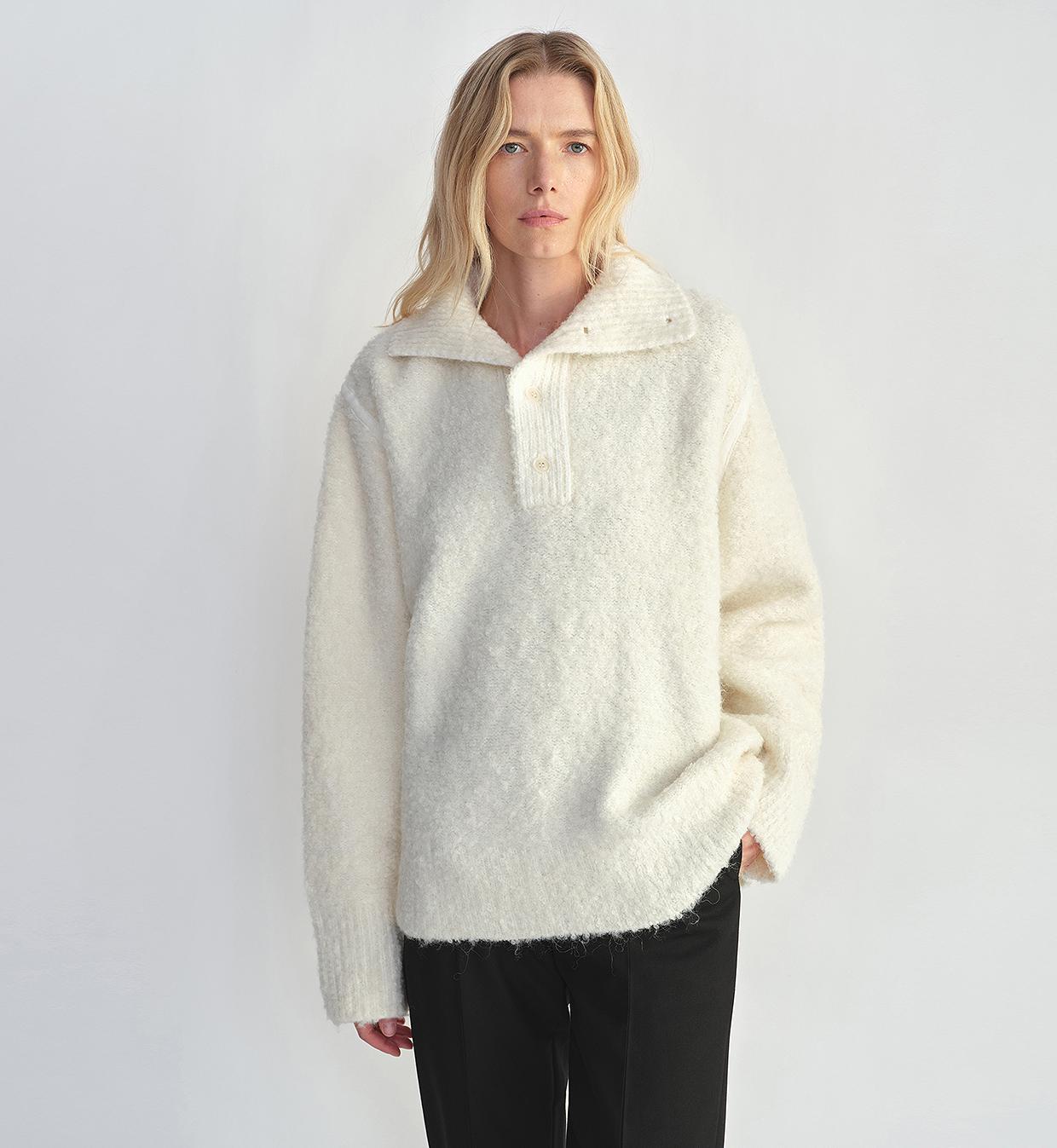 Women's Alpaca Wool Blend Sweater | Spliced Polo