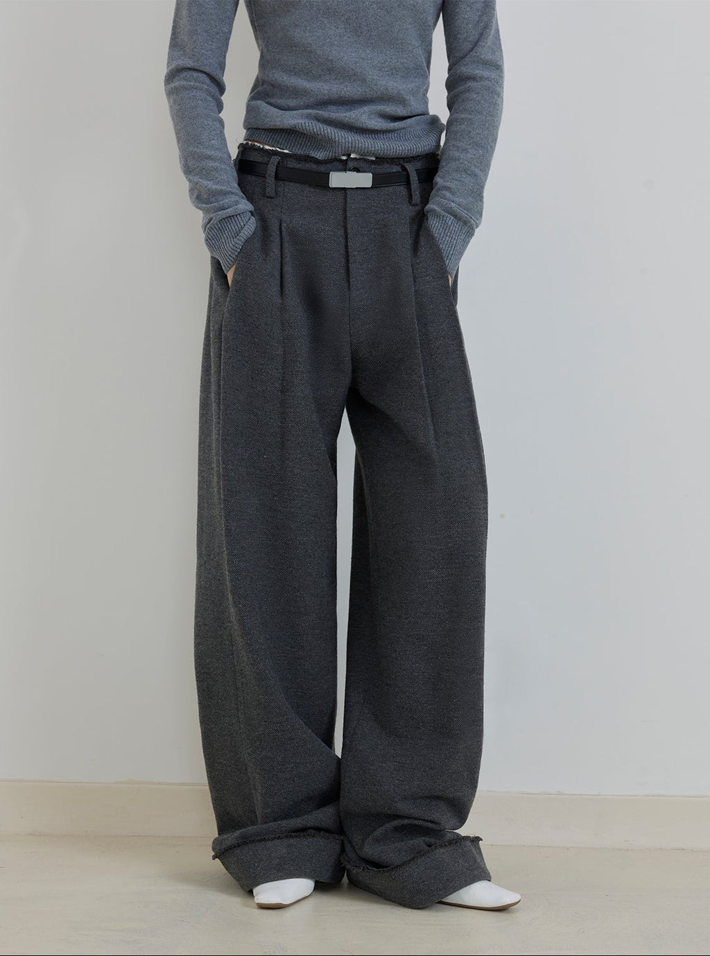 Women's Wool Blend Wide Leg Pants | Modern Scimitar