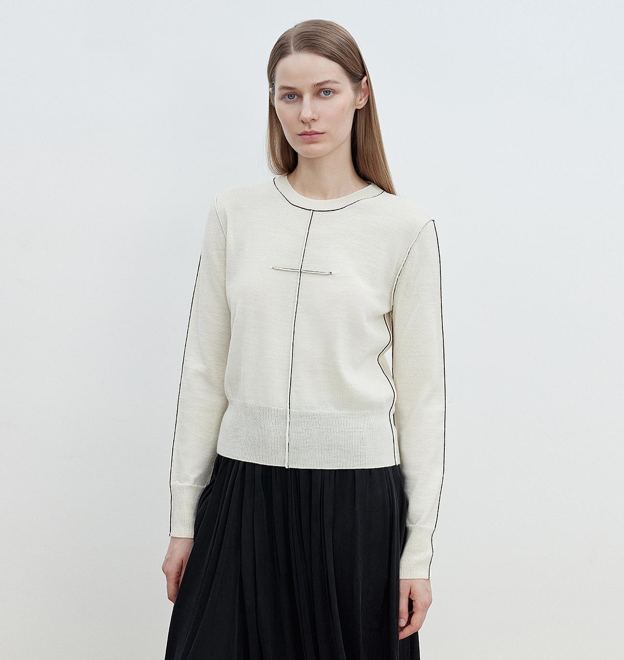 FIRELADY FUR | Women's Yangtze 30NM Contrast Stitch Wool Knit Sweater