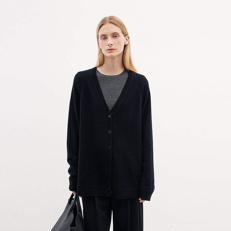 FIRELADY FUR | Women's Loose Wool V-Neck Cardigan