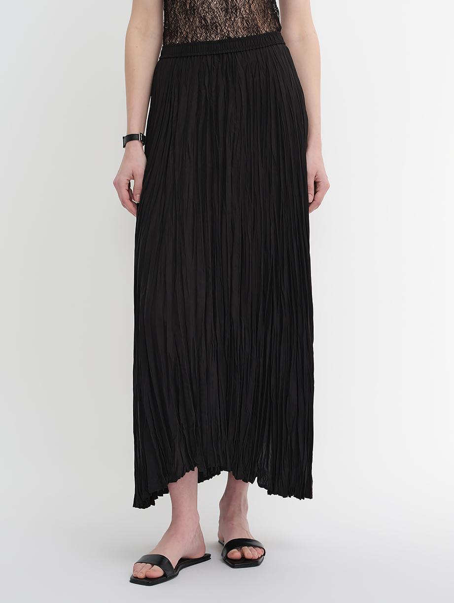 PREMIUM STYLE CO. LTD. | Mulberry Silk Pleated Irregular Hem Skirt