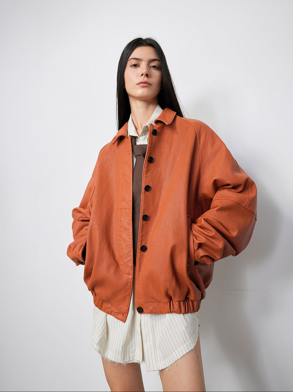 FIRELADY FUR | Women's Waxed Orange Sheep Leather Jacket