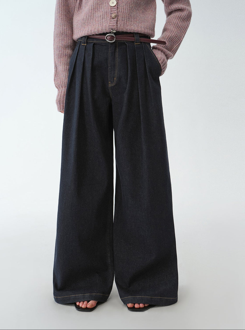 FIRELADY FUR | Women's Pleated Wide Leg Denim Pants