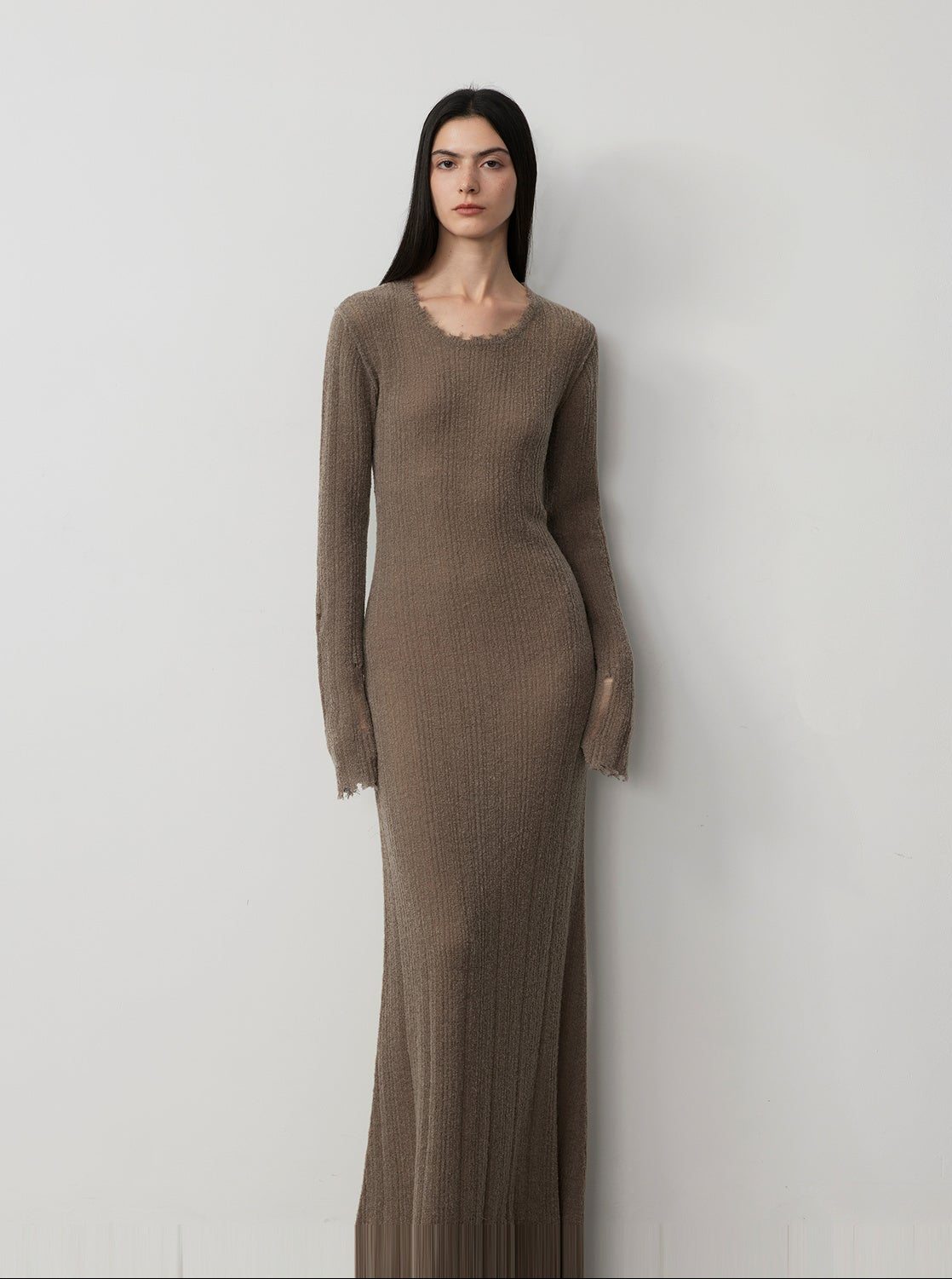 FIRELADY FUR | Women's Long Raw Edge Wool Blend Dress