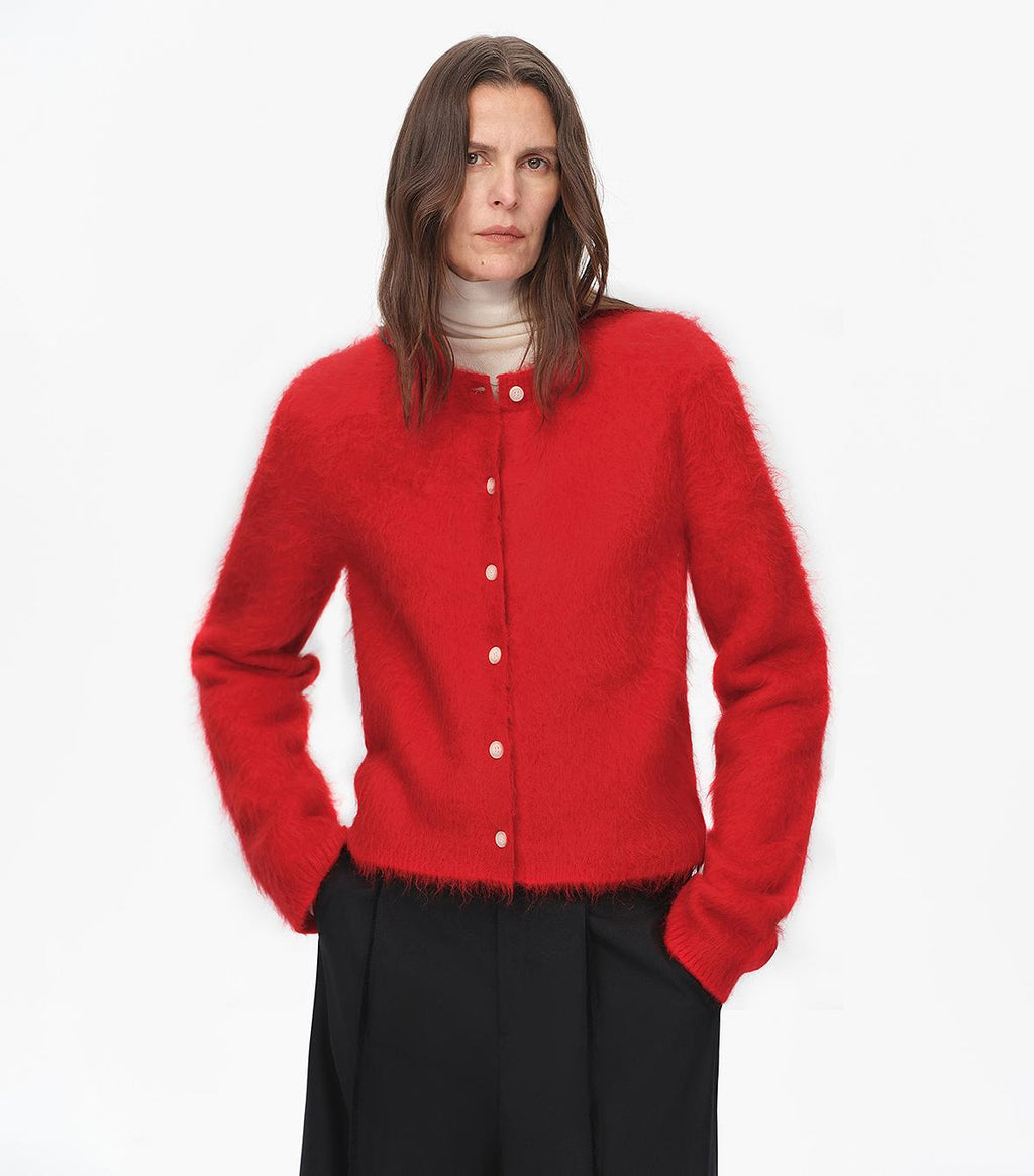 FIRELADY FUR | Women's Red Alpaca Wool Cardigan