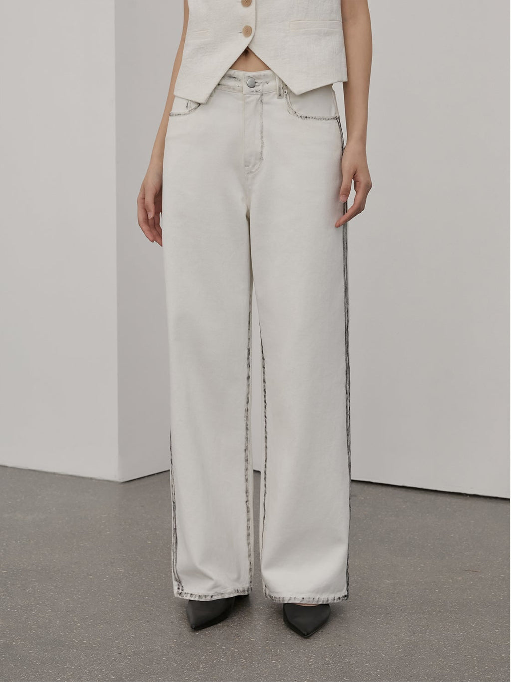 PREMIUM STYLE CO. LTD. | Women's White Cotton Wide-Leg Pants