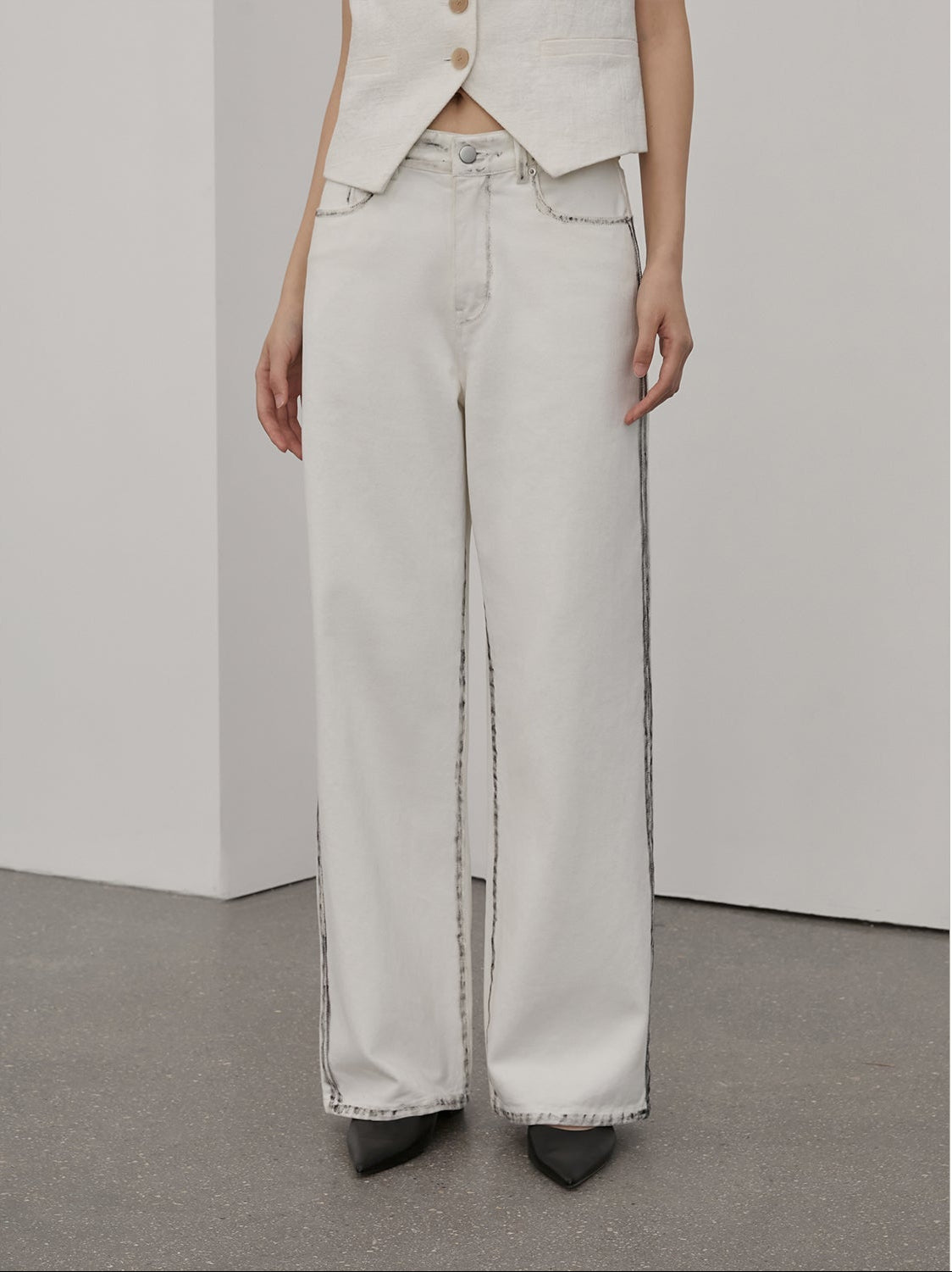 PREMIUM STYLE CO. LTD. | Women's White Cotton Wide-Leg Pants