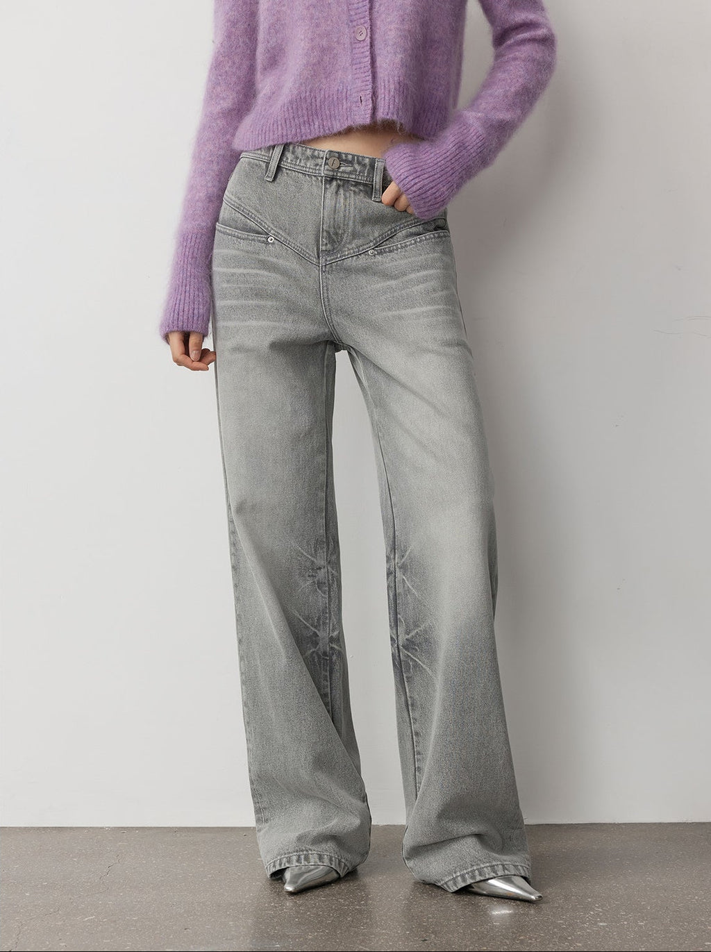 FIRELADY FUR | Women's Vintage Heavy Wash Marble Dye Straight-Leg Jeans