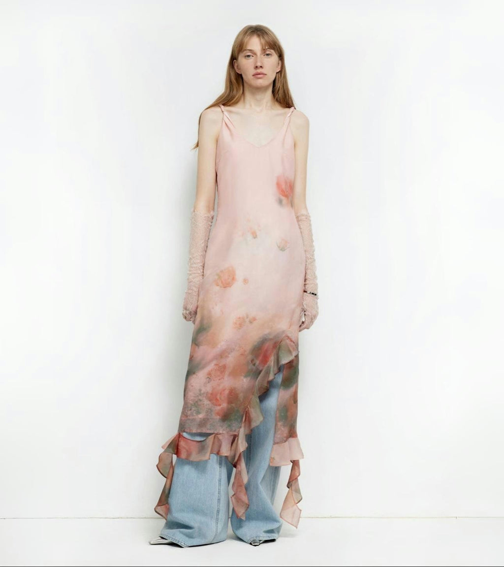 FIRELADY FUR | Women's Organic Acetate & Mulberry Silk Blend V-Neck Dress