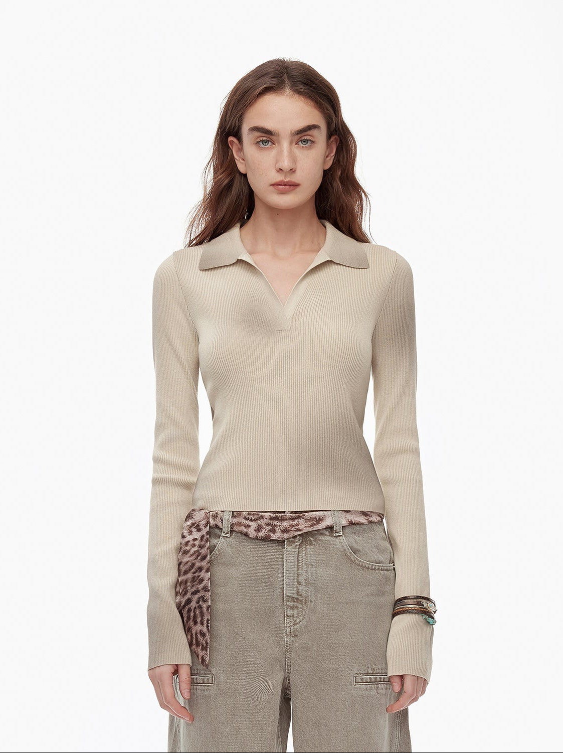 FIRELADY FUR | Women's Merino Cotton & Wool Blend Polo Sweater