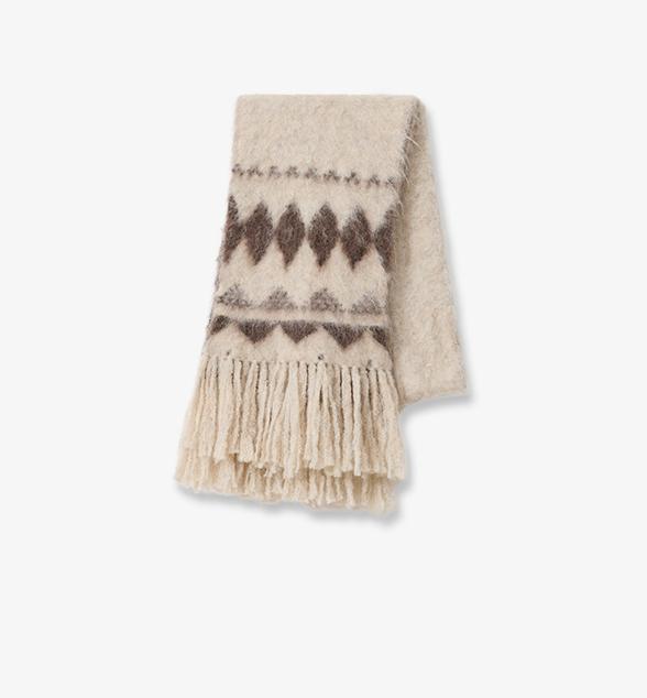 FIRELADY FUR | Women's Wool Blend Jacquard Tassel Scarf