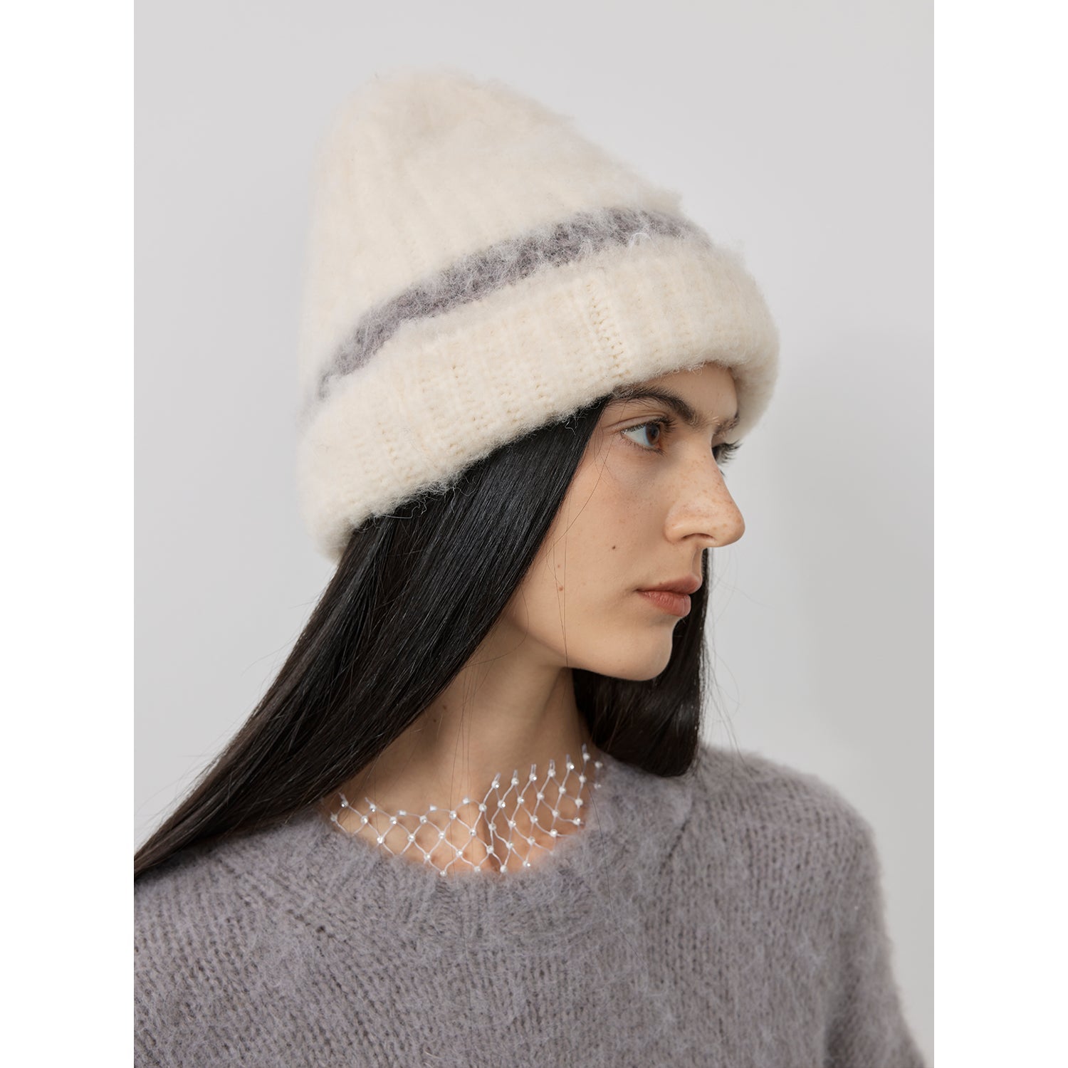 FIRELADY FUR | Women's Mohair Wool Blend Colorblock Hat & Scarf Set