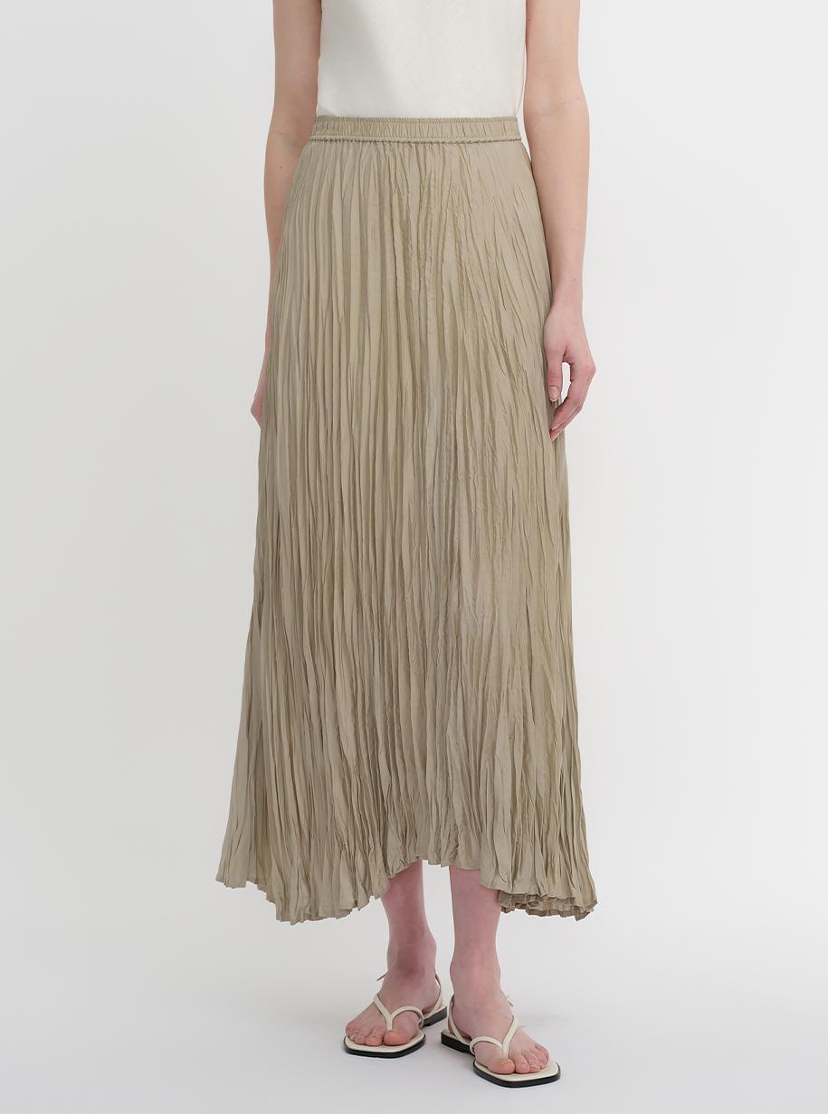 PREMIUM STYLE CO. LTD. | Mulberry Silk Pleated Irregular Hem Skirt