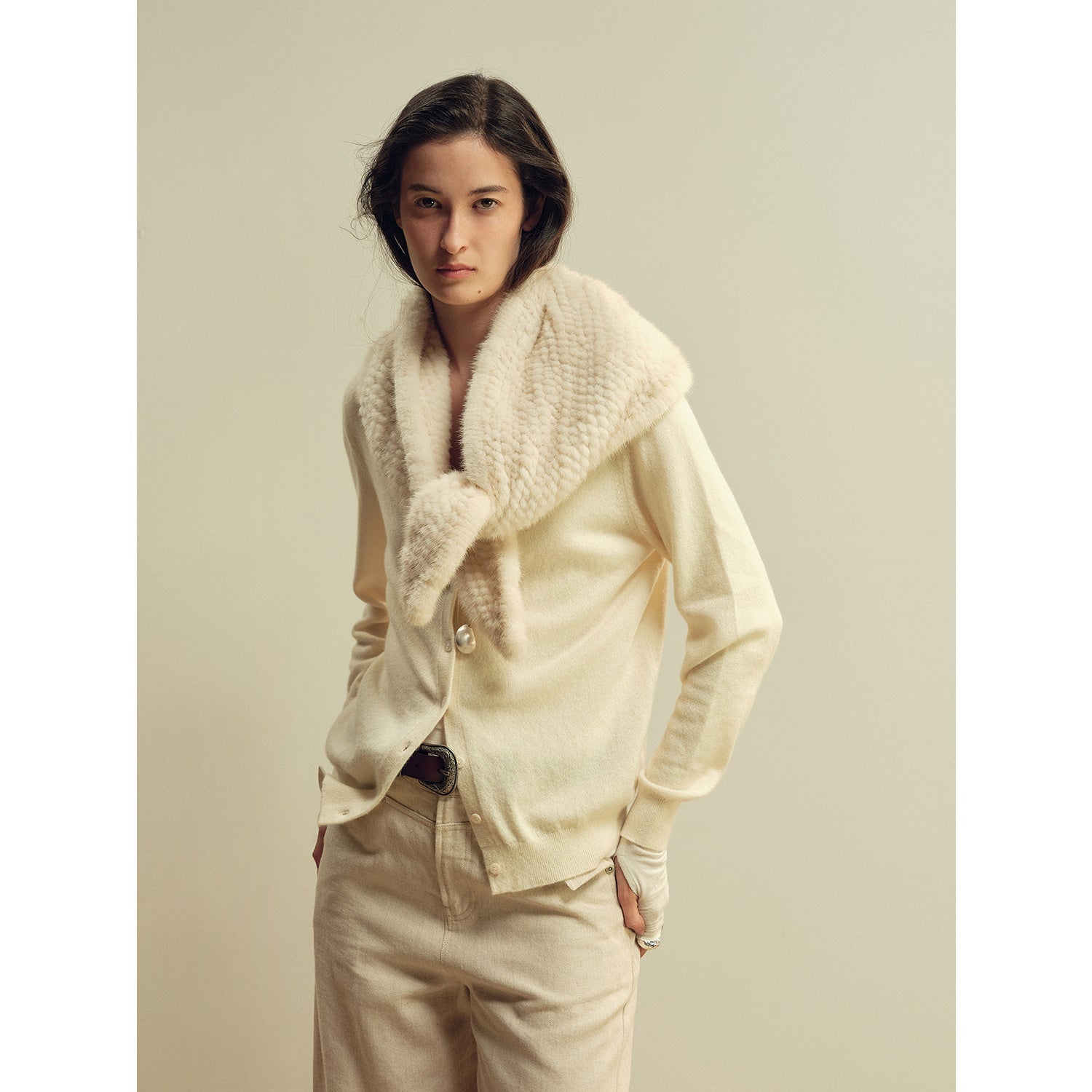 FIRELADY FUR | Women’s Woven Mink Triangle Scarf