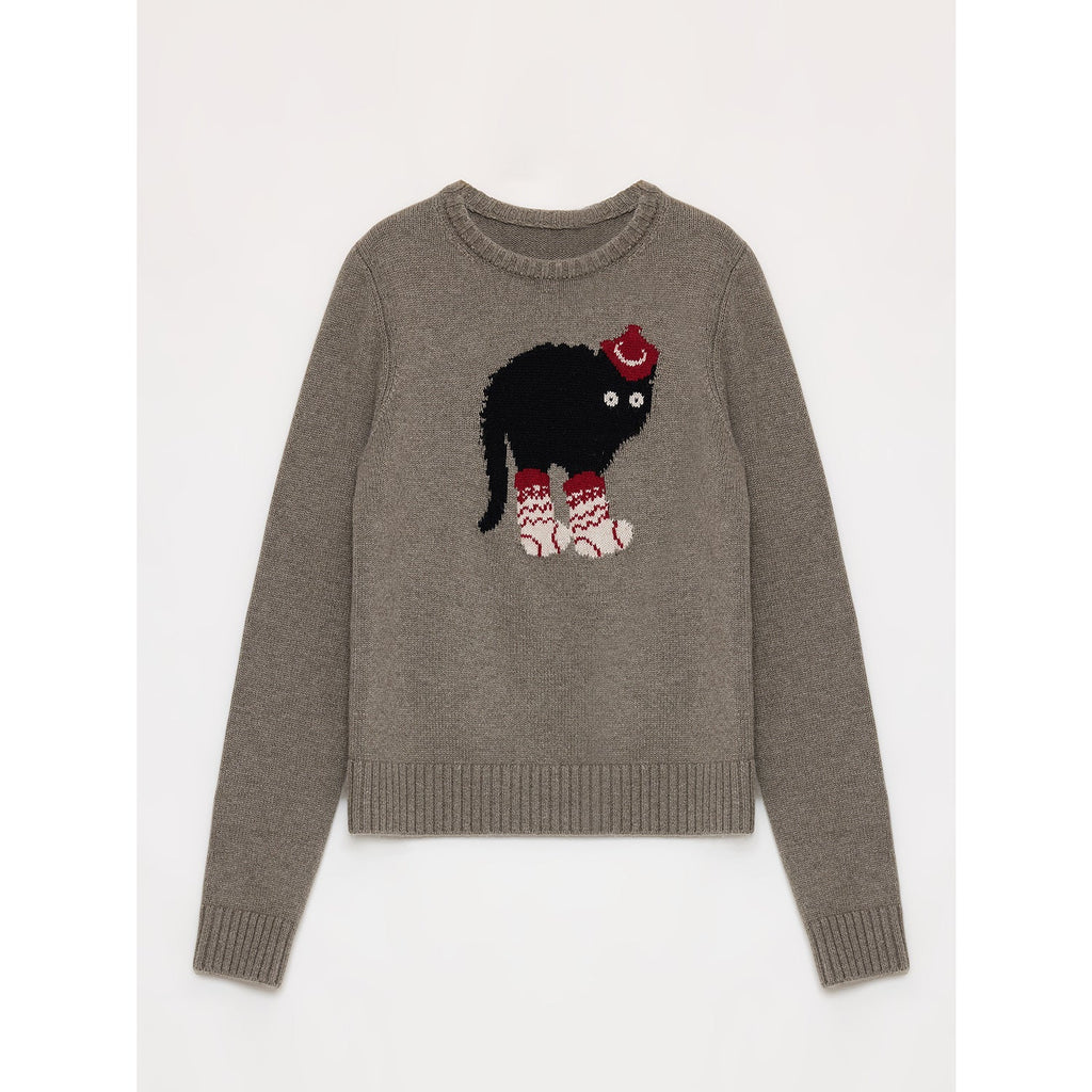FIRELADY FUR | Women's Dog Motif Knit Wool Blend Sweater