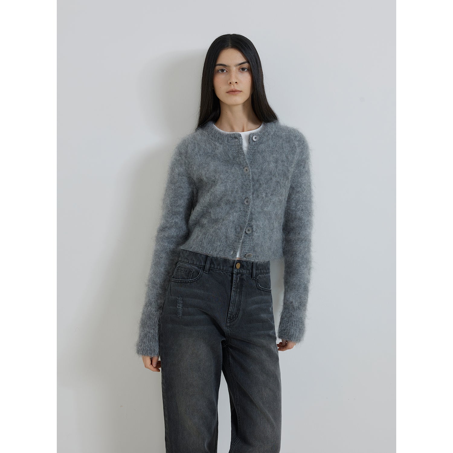 PREMIUM STYLE CO. LTD. | Women's Mohair Blend Knit Cardigan