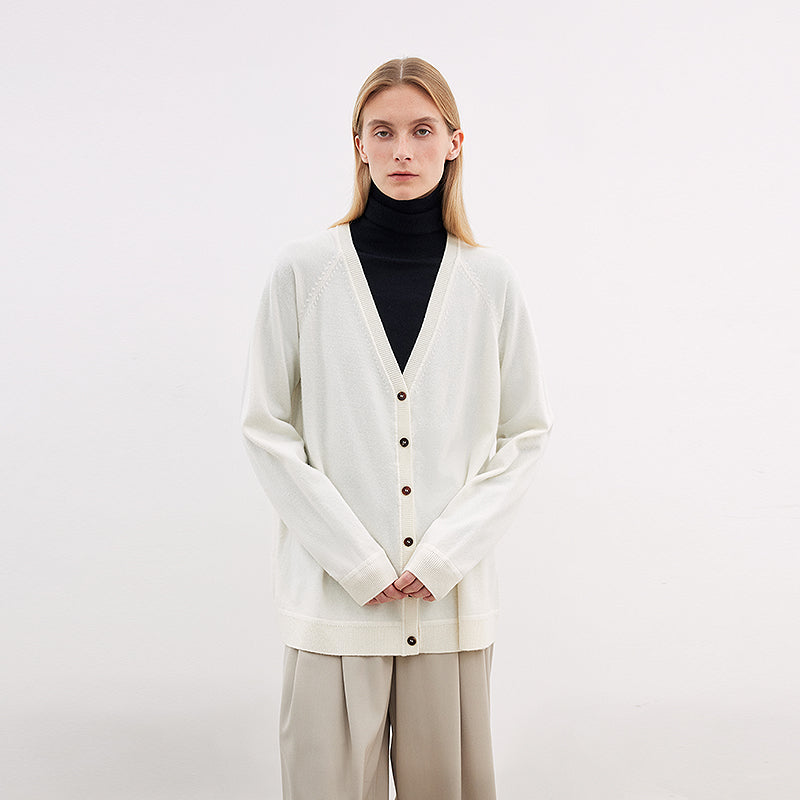 FIRELADY FUR | Women's Loose Wool V-Neck Cardigan