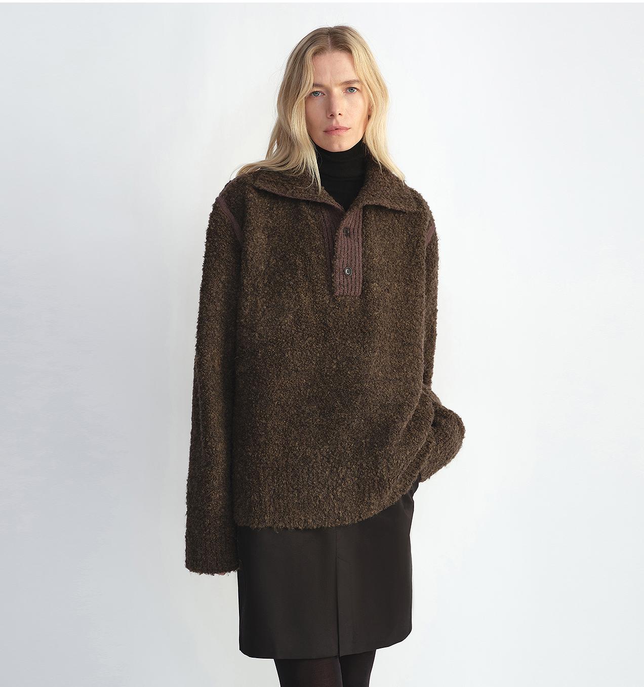 Women's Alpaca Wool Blend Sweater | Spliced Polo