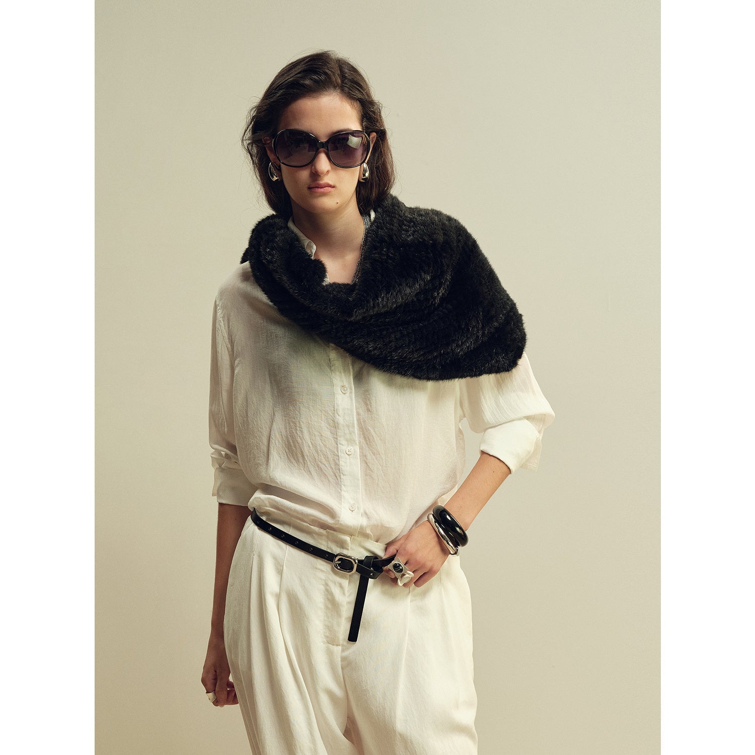 FIRELADY FUR | Women’s Woven Mink Triangle Scarf